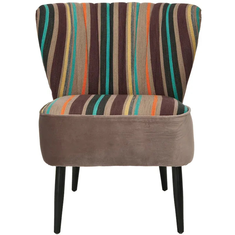  Mid-Century Rainbow Striped Accent Chair - 24W x 28D x 30H