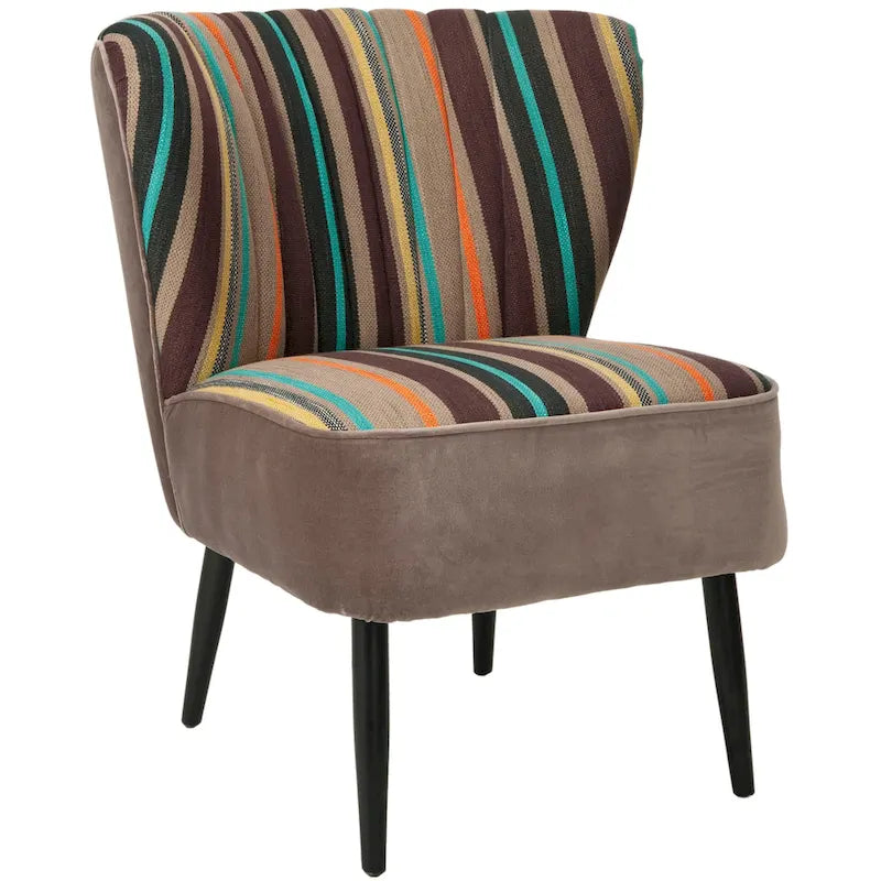 Fauteuil d'appoint rayé arc-en-ciel du milieu du siècle - 24W x 28D x 30H