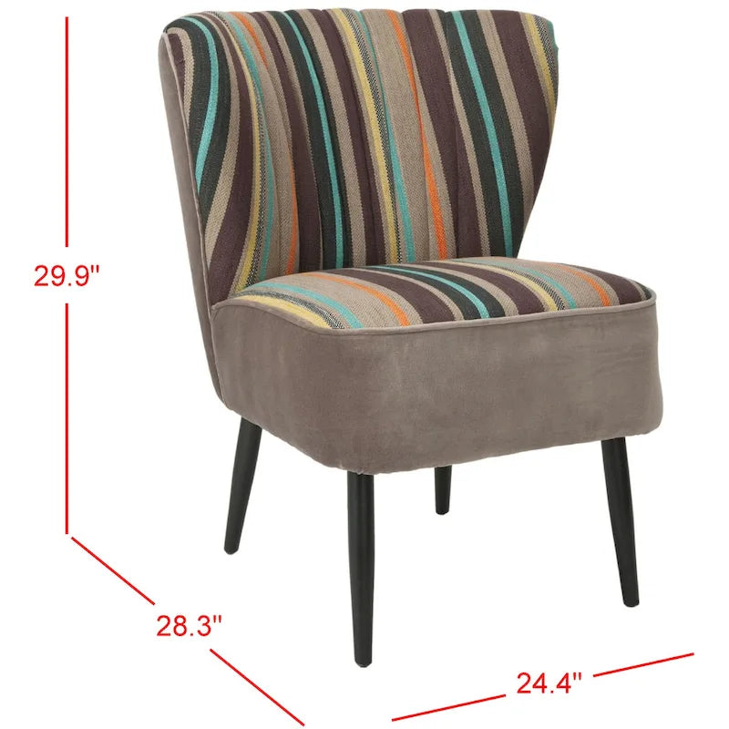 Fauteuil d'appoint rayé arc-en-ciel du milieu du siècle - 24W x 28D x 30H