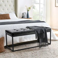  45W Modern Black Tufted Upholstered Bench with Metal Frame Legs - 45W x 19H x 17.5D