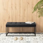 Banc rembourré capitonné moderne noir 45W avec pieds en métal – 45W x 19H x 17.5D