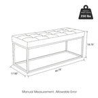 Banc rembourré capitonné moderne noir 45W avec pieds en métal – 45W x 19H x 17.5D