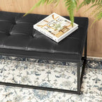 Banc rembourré capitonné moderne noir 45W avec pieds en métal – 45W x 19H x 17.5D