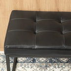 Banc rembourré capitonné moderne noir 45W avec pieds en métal – 45W x 19H x 17.5D