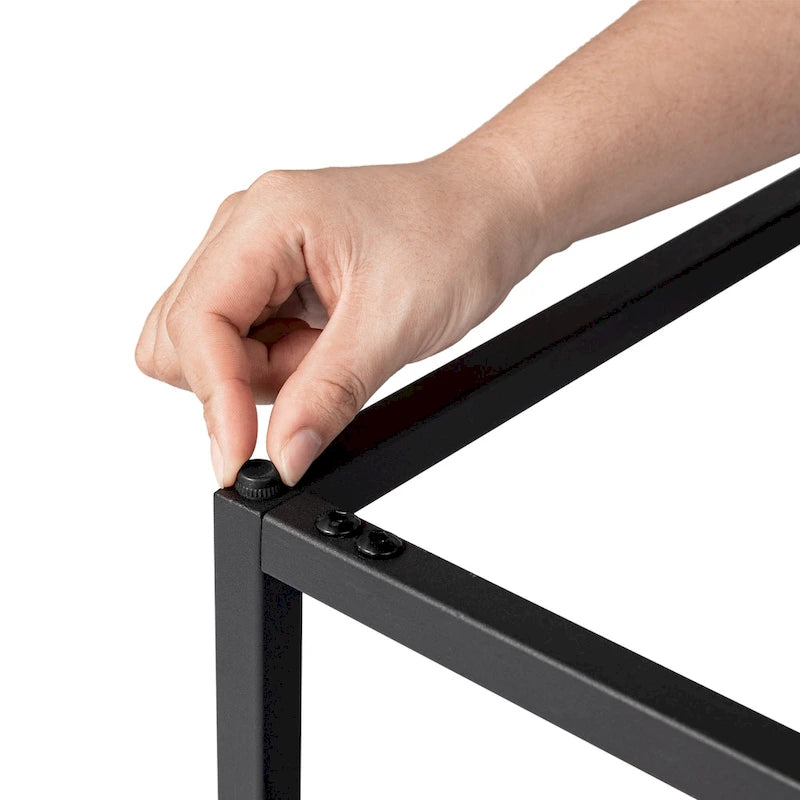 Banc rembourré capitonné moderne noir 45W avec pieds en métal – 45W x 19H x 17.5D
