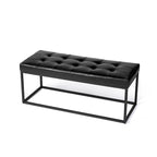 Banc rembourré capitonné moderne noir 45W avec pieds en métal – 45W x 19H x 17.5D