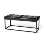 Banc rembourré capitonné moderne noir 45W avec pieds en métal – 45W x 19H x 17.5D