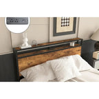 Lit plateforme Queen size avec lumières LED, station de charge et 8 tiroirs