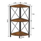 Étagère d'angle avec cadre en métal - 11,8P x 11,8L x 26,9H
