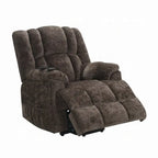 Fauteuil inclinable électrique releveur, chauffant, massant, en velours marron