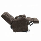 Fauteuil inclinable électrique releveur, chauffant, massant, en velours marron