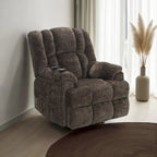 Fauteuil inclinable électrique releveur, chauffant, massant, en velours marron