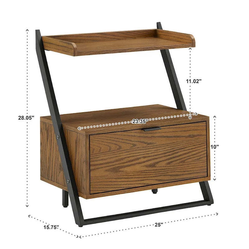 Table de chevet Eldersley bicolore noir et chêne par