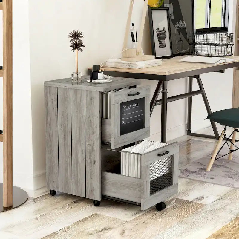 Classeur rustique gris à 2 tiroirs par