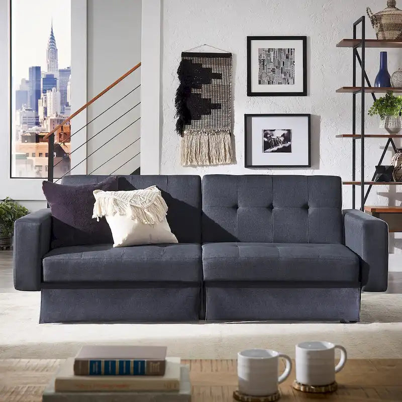 Palatka Full 80 Wide Tufted Fabric Convertible Futon by 