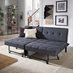 Canapé futon convertible Palatka Full 80 large en tissu capitonné par