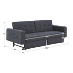 Canapé futon convertible Palatka Full 80 large en tissu capitonné par