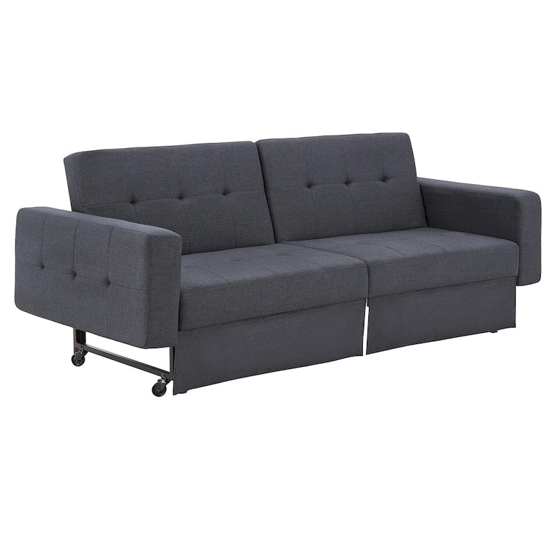 Canapé futon convertible Palatka Full 80 large en tissu capitonné par