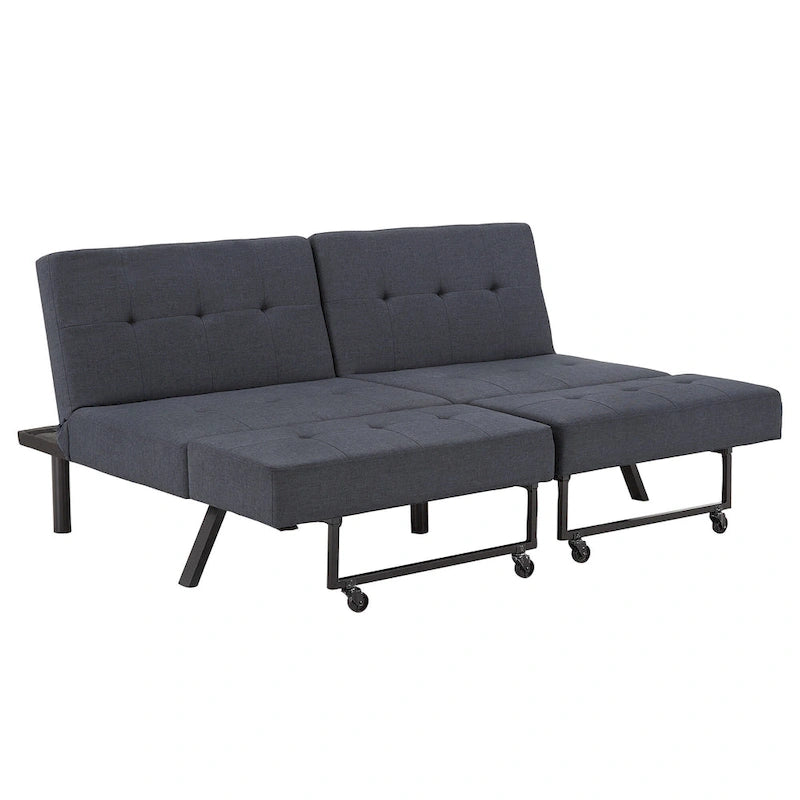 Canapé futon convertible Palatka Full 80 large en tissu capitonné par