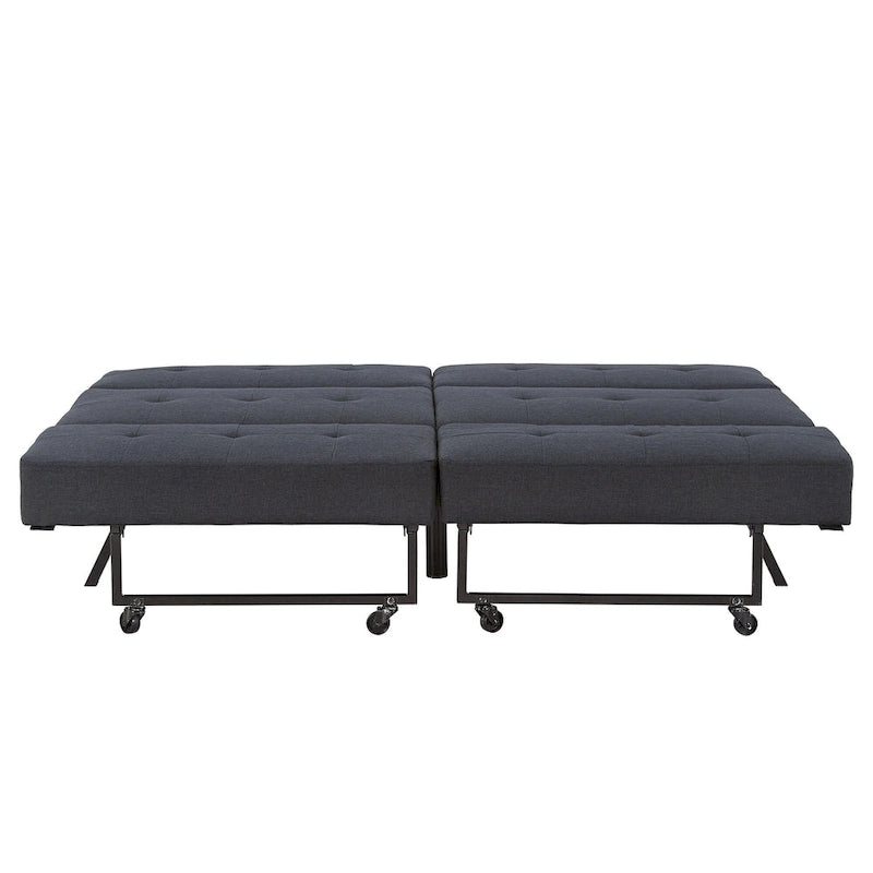 Canapé futon convertible Palatka Full 80 large en tissu capitonné par