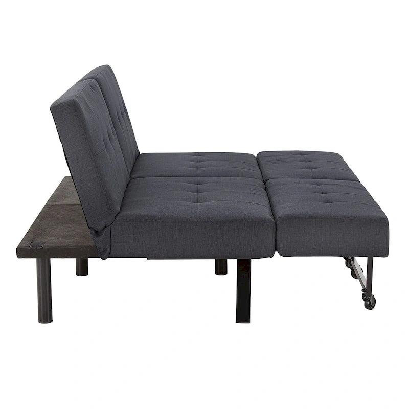 Canapé futon convertible Palatka Full 80 large en tissu capitonné par