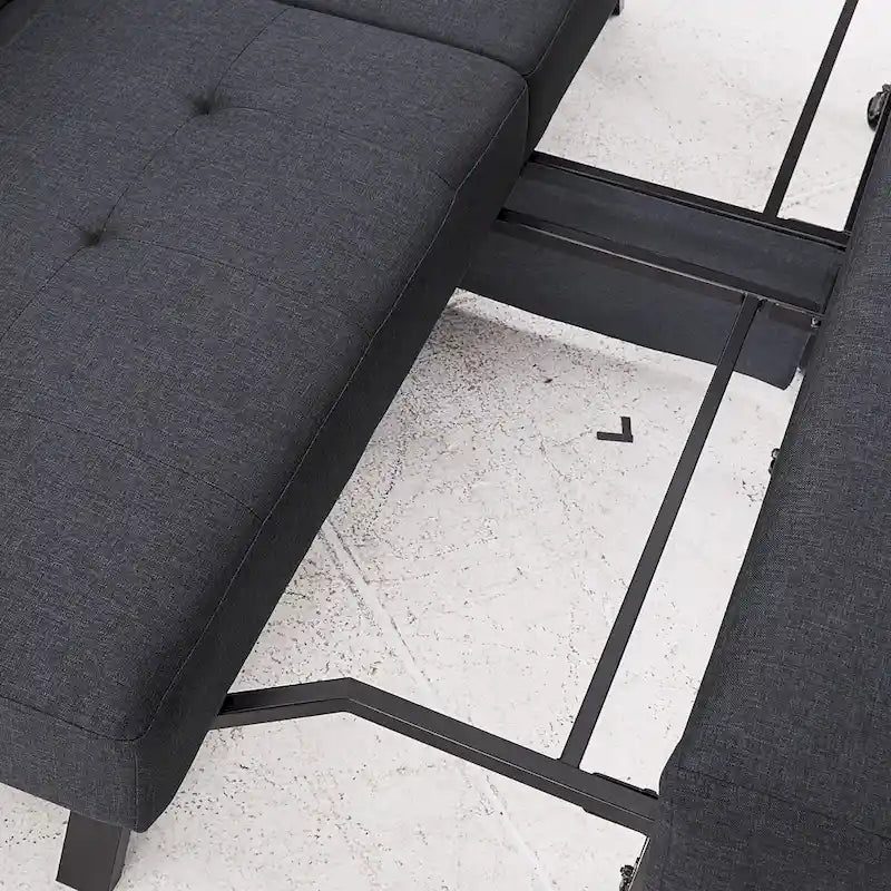 Canapé futon convertible Palatka Full 80 large en tissu capitonné par