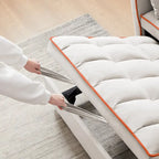 Canapé-lit pliable polyvalent en velours avec dossier réglable, port USB et support de téléphone
