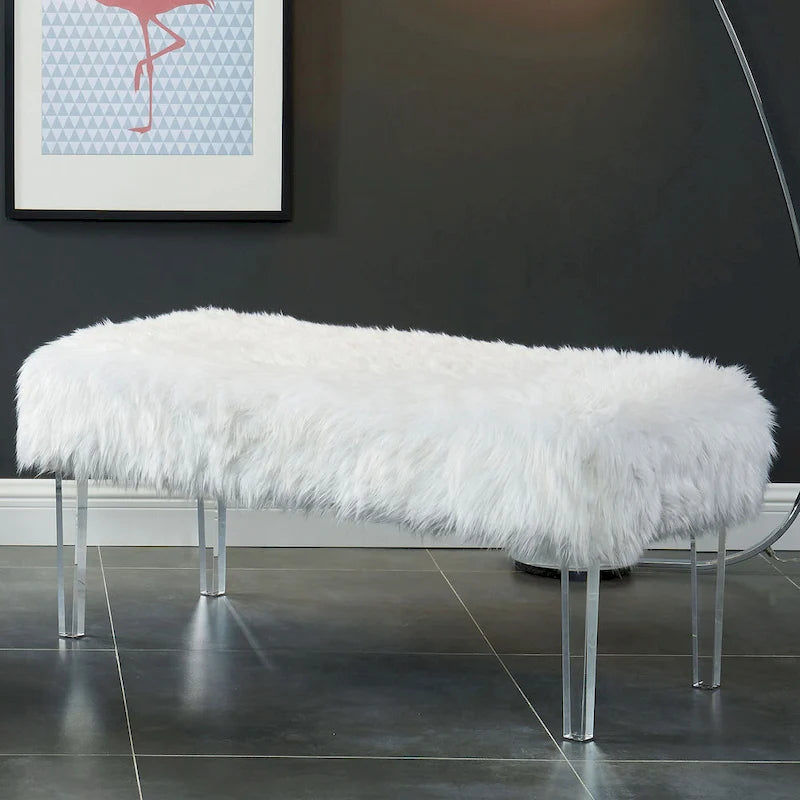 Andral Contemporary Faux Fur Upholstery Entryway Bench by 