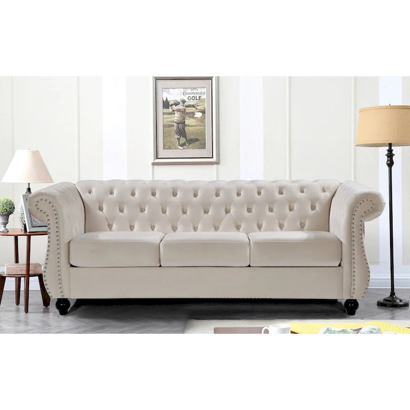 Ensemble 2 pièces Kemos Velvet Chesterfield - Fauteuil et Canapé