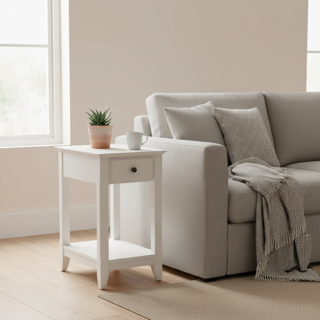 Table d'appoint en bois avec 1 tiroir