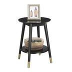 Table d'appoint ronde avec étagère, style milieu de siècle