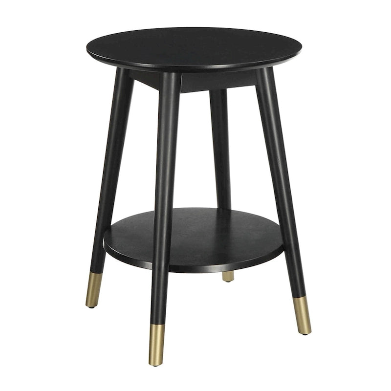 Table d'appoint ronde avec étagère, style milieu de siècle