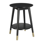 Table d'appoint ronde avec étagère, style milieu de siècle