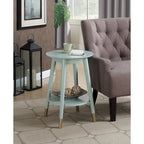 Table d'appoint ronde avec étagère, style milieu de siècle
