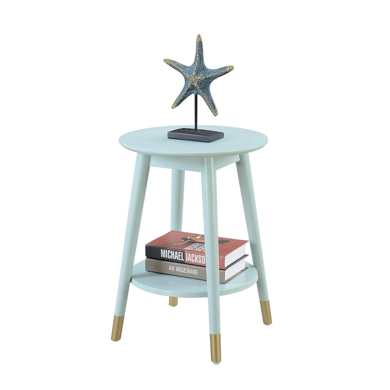 Table d'appoint ronde avec étagère, style milieu de siècle