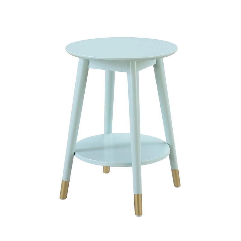 Table d'appoint ronde avec étagère, style milieu de siècle