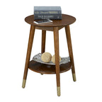 Table d'appoint ronde avec étagère, style milieu de siècle