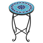 Table d'appoint de bistrot ronde Mosaic avec plateau en verre coloré