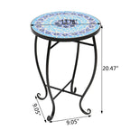 Table d'appoint de bistrot ronde Mosaic avec plateau en verre coloré