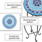 Table d'appoint de bistrot ronde Mosaic avec plateau en verre coloré