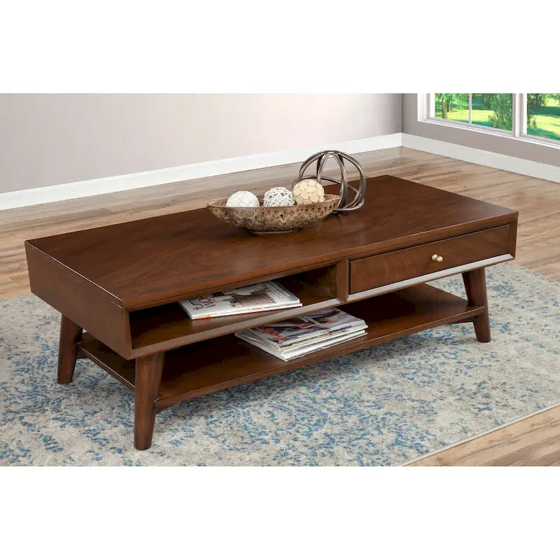 Table basse Flynn Mid-Century Moderne avec 1 tiroir