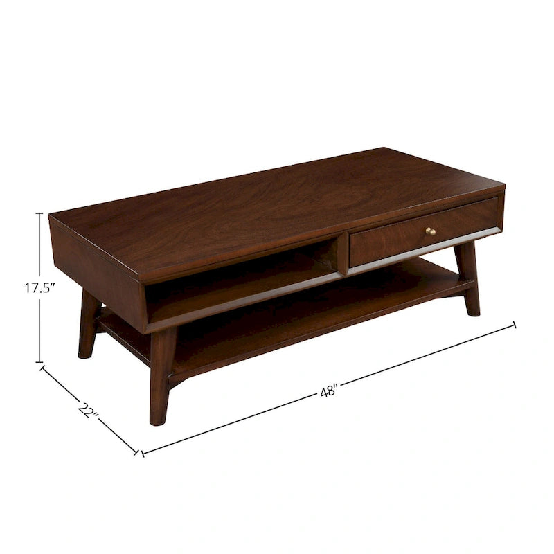 Table basse Flynn Mid-Century Moderne avec 1 tiroir