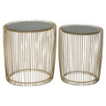Metal Accent Table with Shaded Glass Top - Set of 2 Gold -  - 18Wx18Lx18H