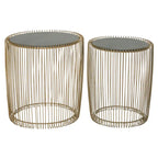 Metal Accent Table with Shaded Glass Top - Set of 2 Gold -  - 18Wx18Lx18H