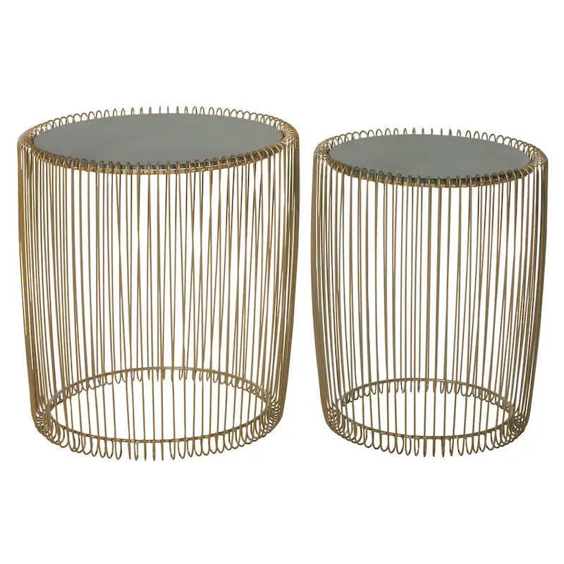 Metal Accent Table with Shaded Glass Top - Set of 2 Gold -  - 18Wx18Lx18H