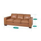 Grand canapé en cuir véritable - Confort ultime Canapé de salon de style Mid-Century Canapé moderne avec pieds blocs robustes