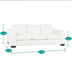 Grand canapé en cuir véritable - Confort ultime Canapé de salon de style Mid-Century Canapé moderne avec pieds blocs robustes