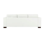 Grand canapé en cuir véritable - Confort ultime Canapé de salon de style Mid-Century Canapé moderne avec pieds blocs robustes