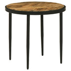 Table d'appoint Hayden en manguier naturel et noir avec plateau rond en bois