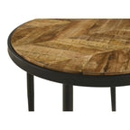 Table d'appoint Hayden en manguier naturel et noir avec plateau rond en bois